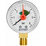 Манометр рад. STOUT 6 бар